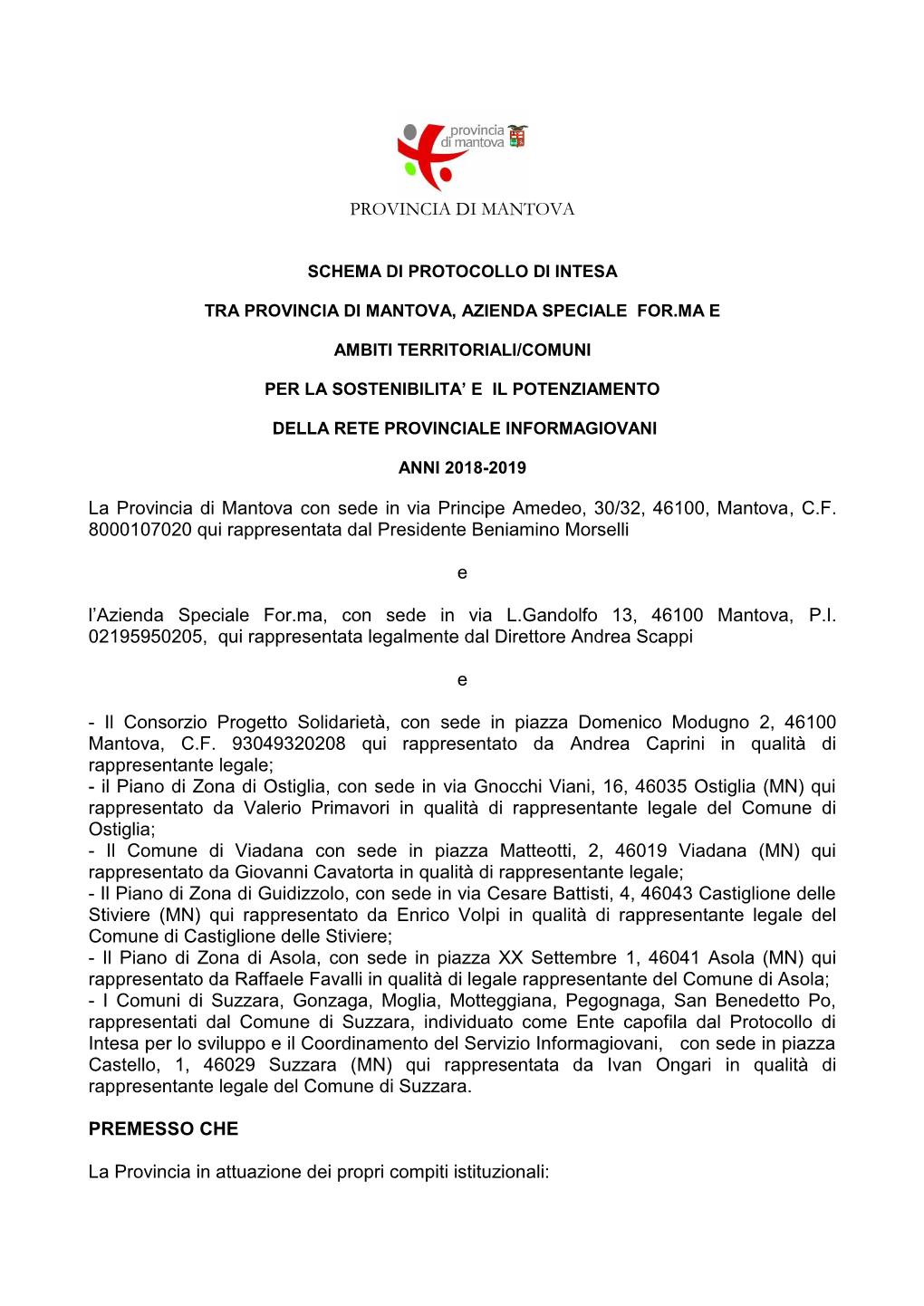 Schema Di Protocollo Di Intesa