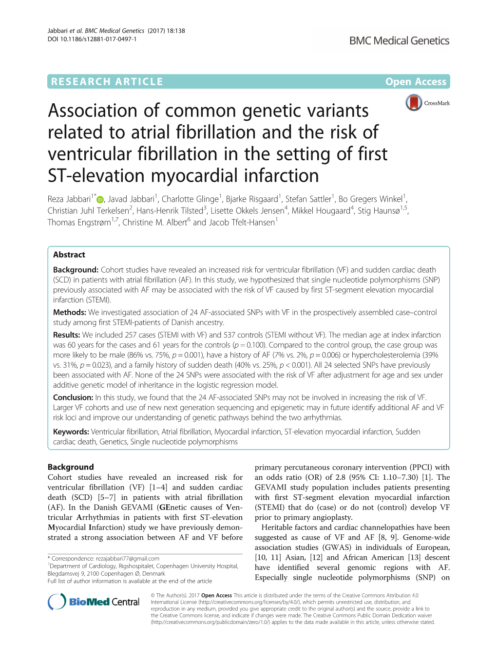 Association of Common Genetic Variants Related to Atrial Fibrillation