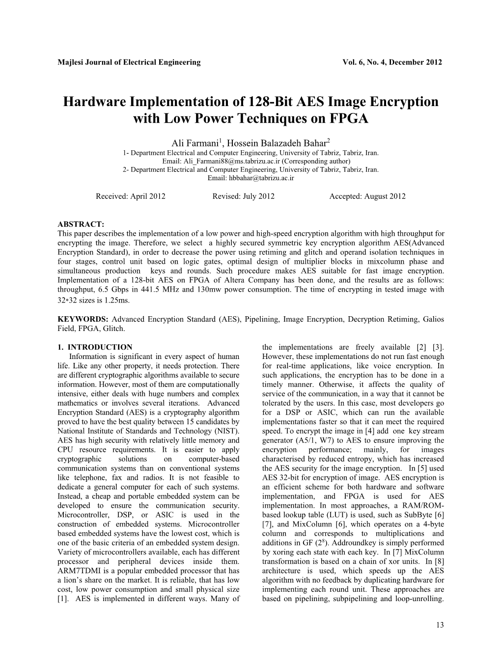 Hardware Implementation of 128-Bit AES Image Encryption with Low Power Techniques on FPGA