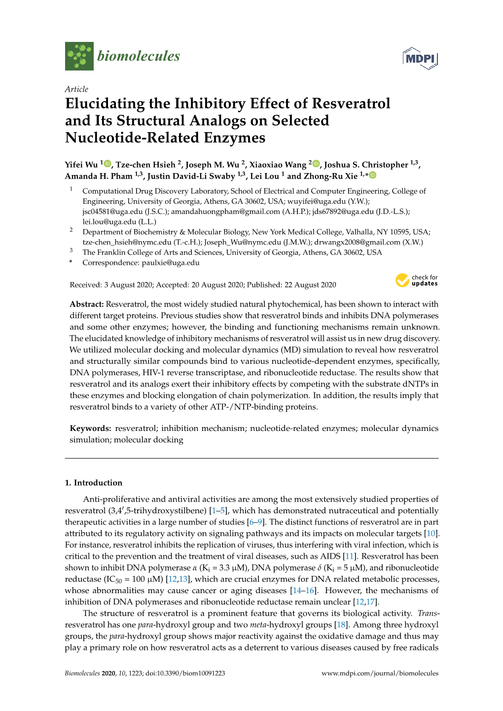 Elucidating the Inhibitory Effect of Resveratrol and Its Structural Analogs on Selected Nucleotide-Related Enzymes