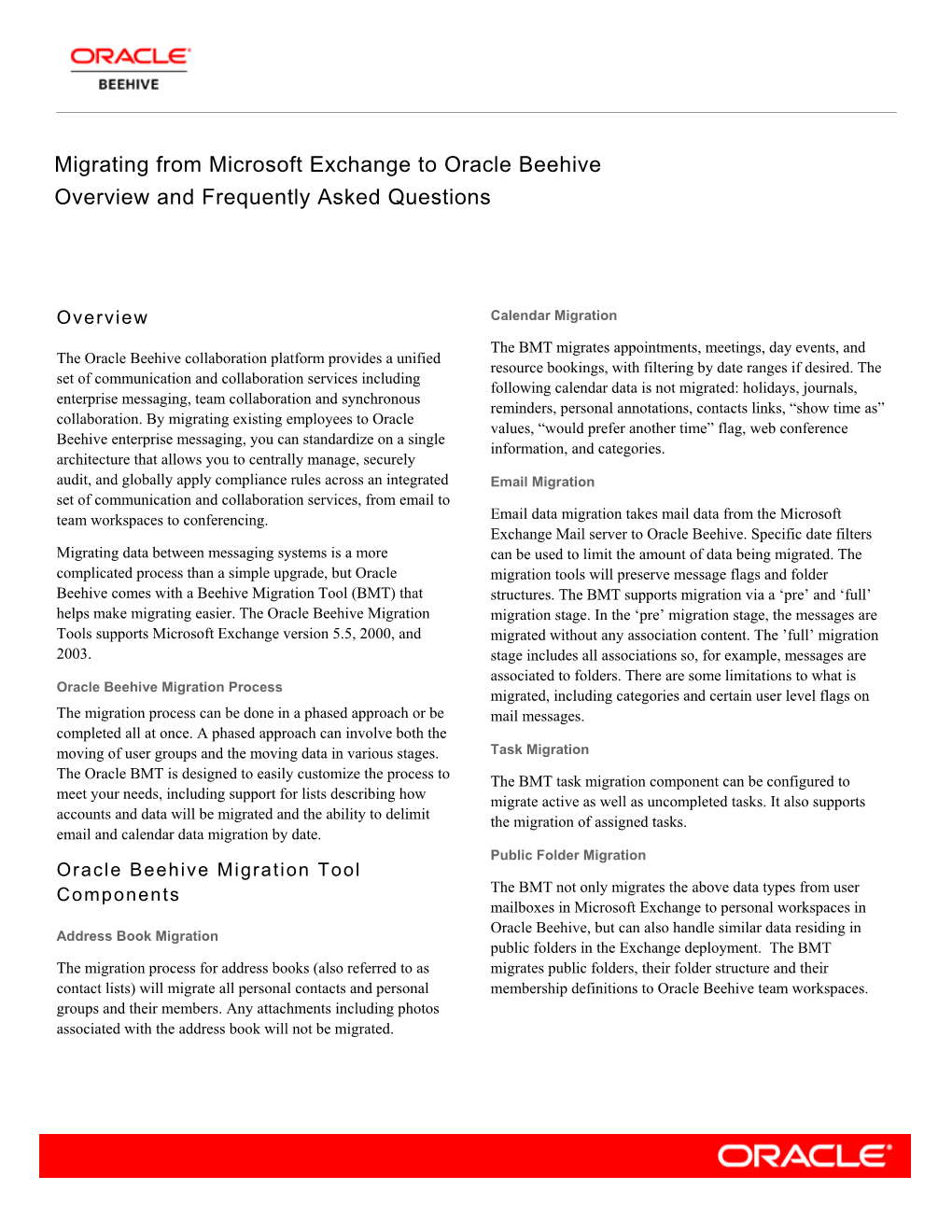 Migrating from Exchange to Oracle Beehive