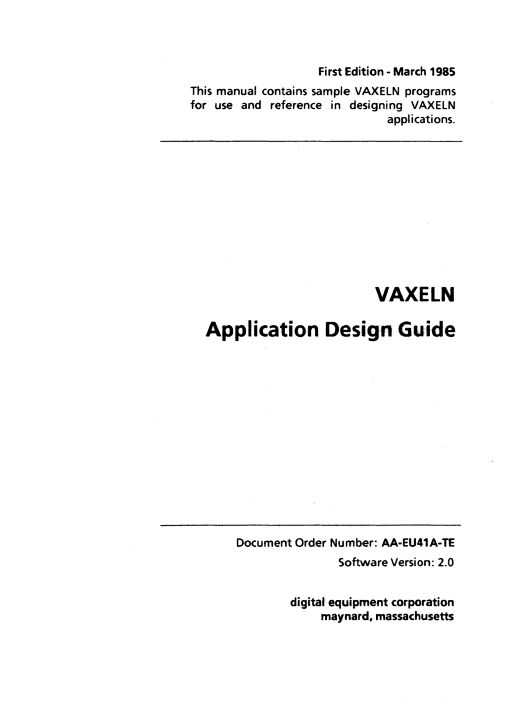 VAXELN Application Design Guide