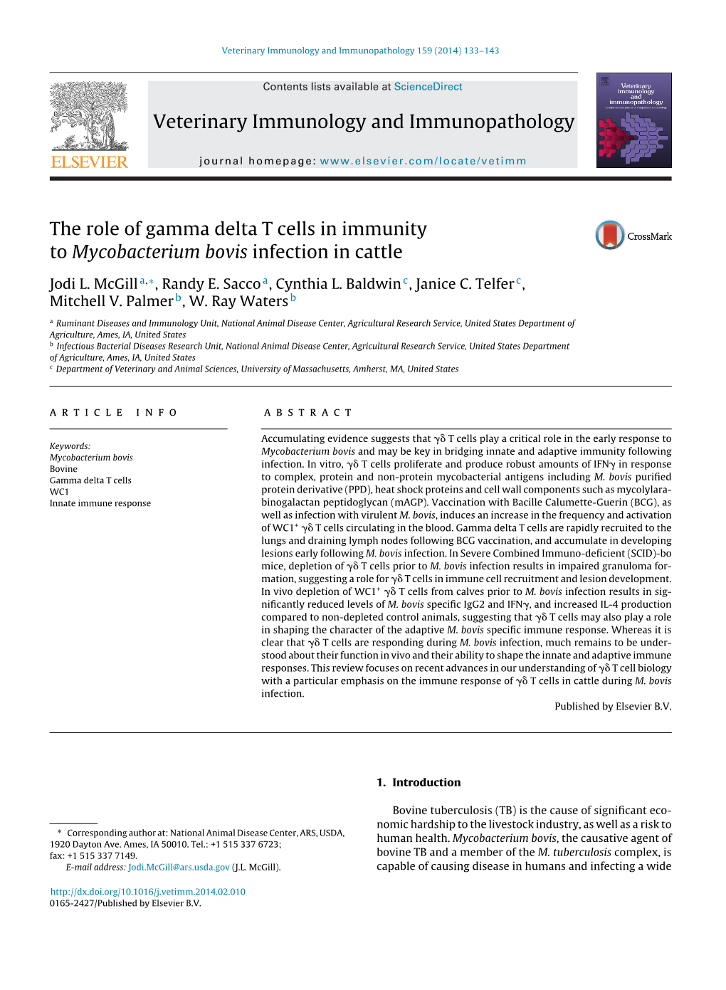 The Role of Gamma Delta T Cells in Immunity to Mycobacterium