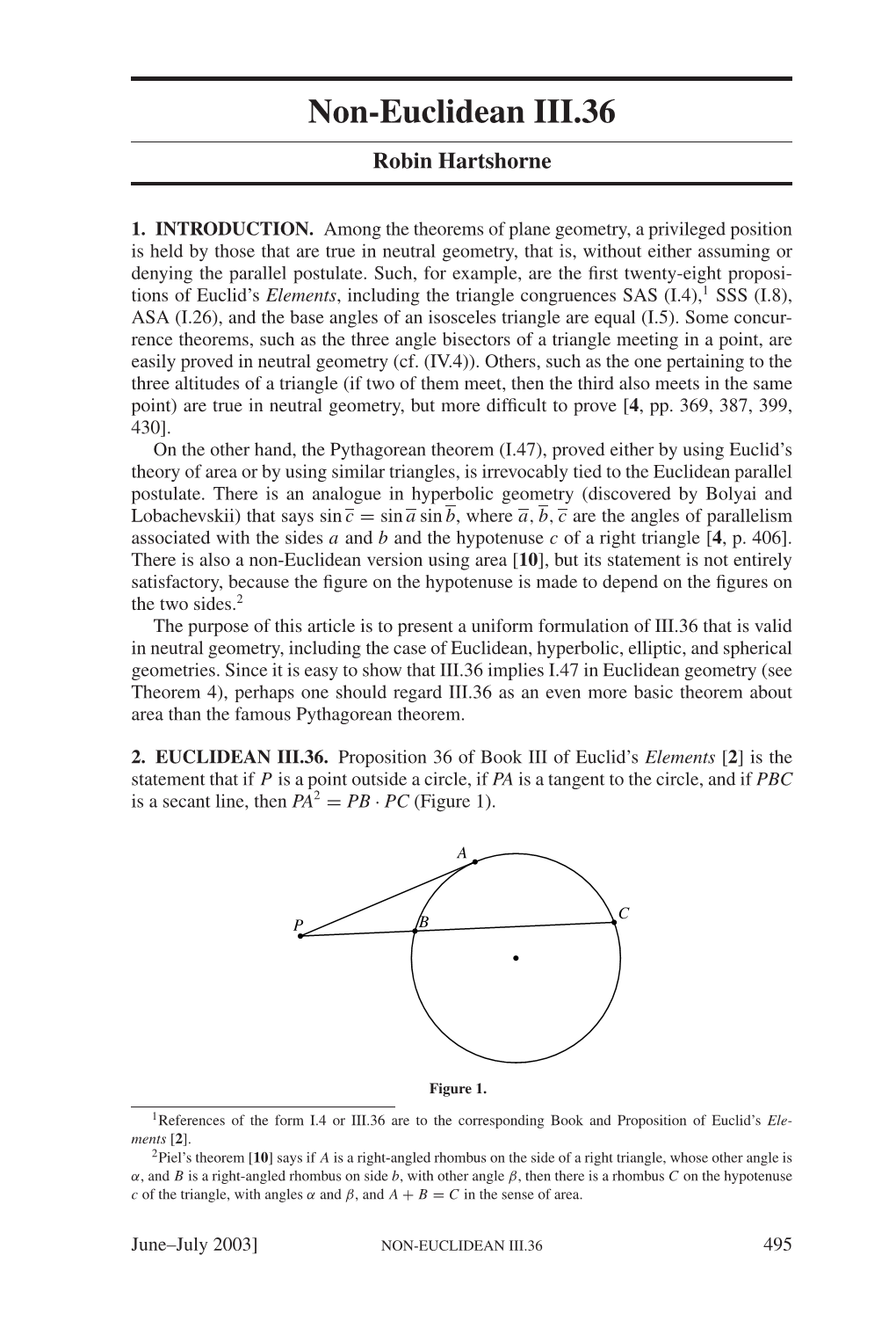 Non-Euclidean III.36 Robin Hartshorne