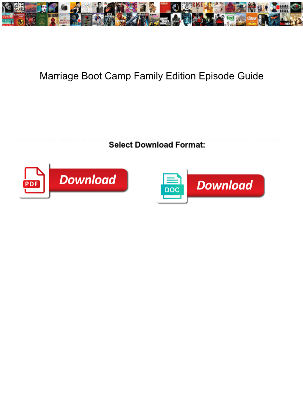 Marriage Boot Camp Family Edition Episode Guide