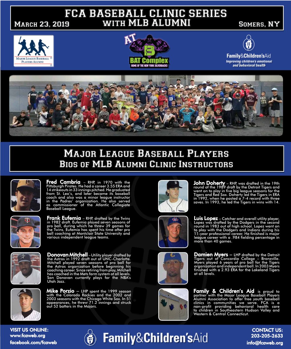 Bios of MLB Alumni Clinic Instructors