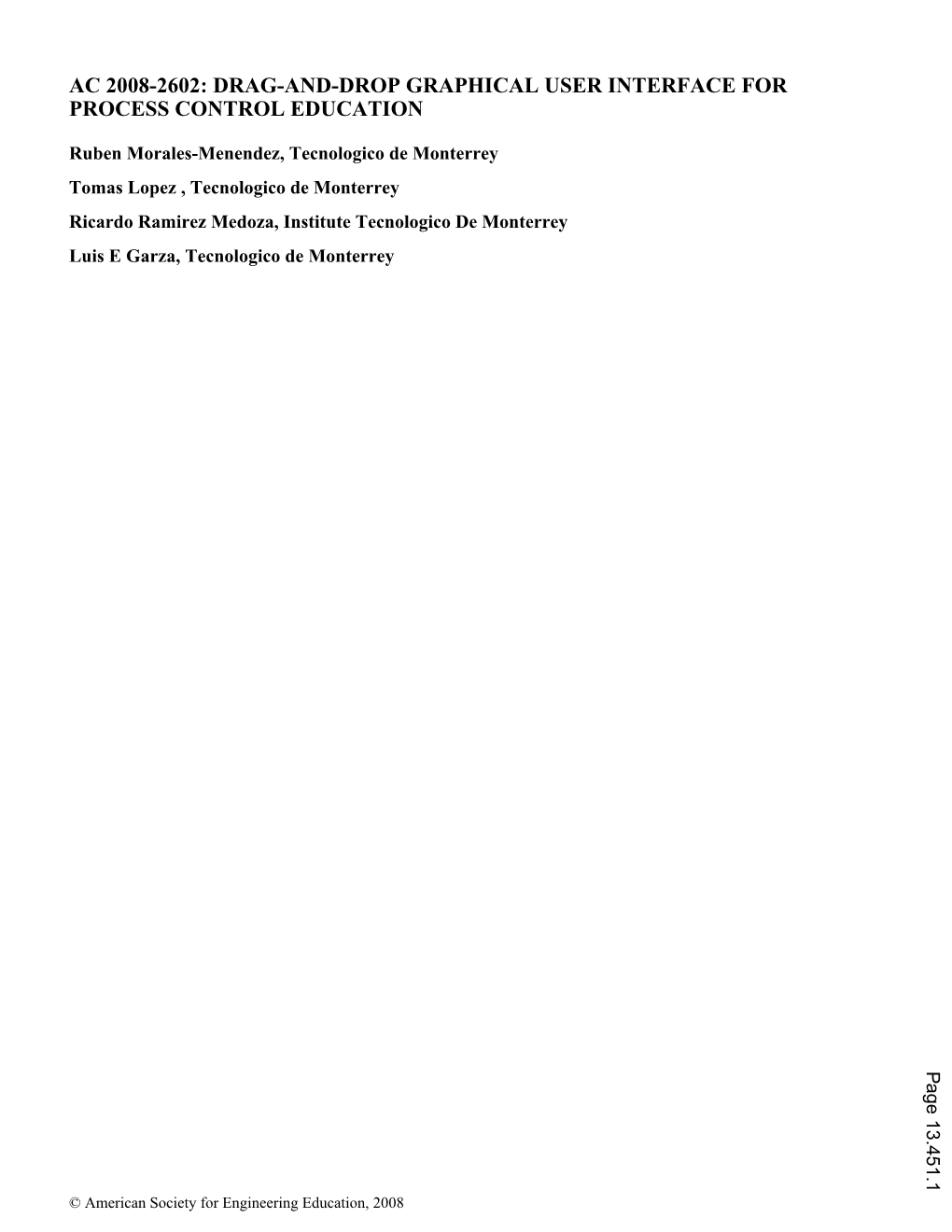 Drag and Drop Graphical User Interface for Process Control Education