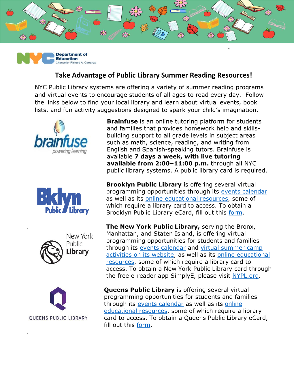 Take Advantage of Public Library Summer Reading Resources!