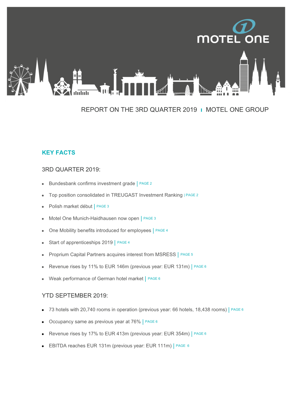 Report on the 3Rd Quarter 2019 I Motel One Group