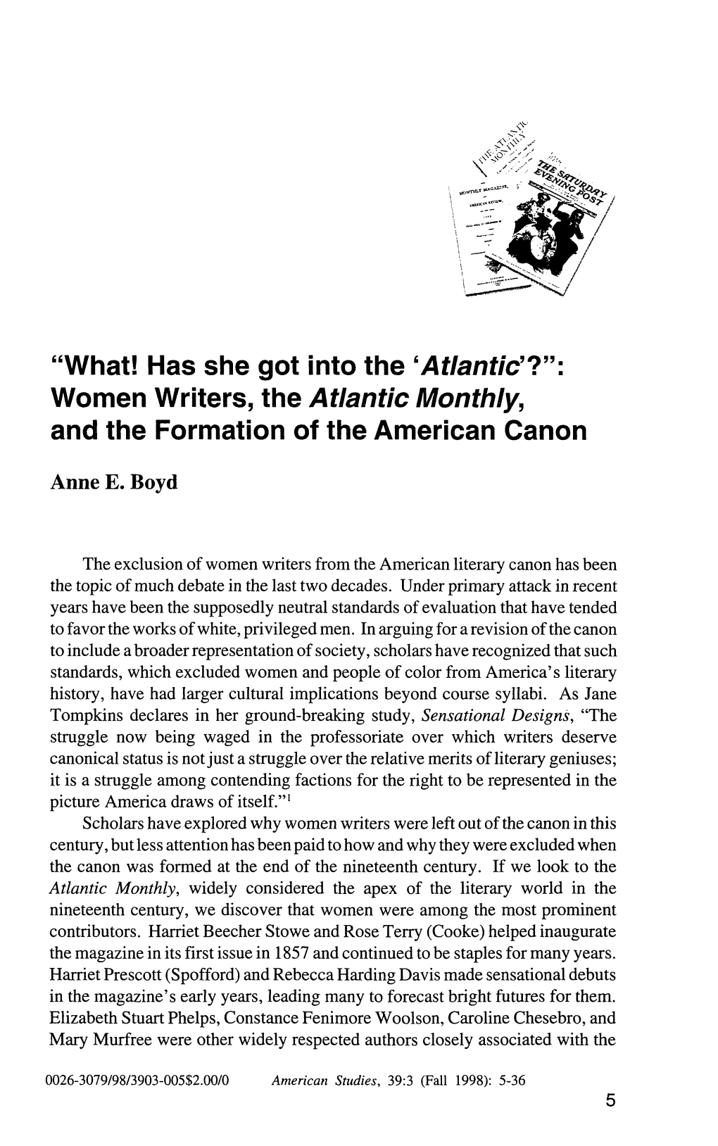 What! Has She Got Into the 'Atlantic'?'9: Women Writers, the Atlantic Monthly, and the Formation of the American Canon