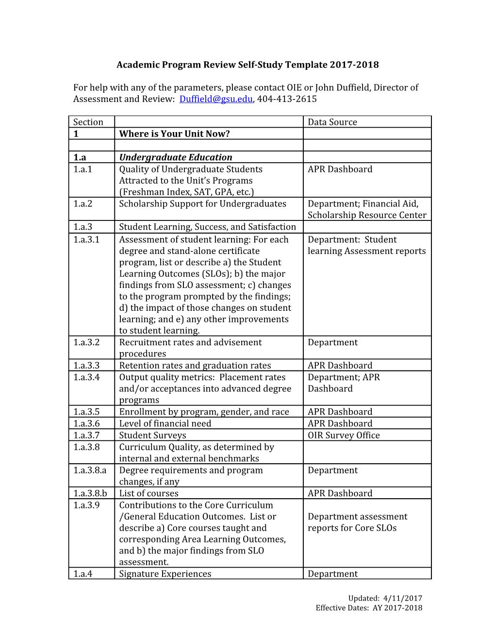 Academic Program Review Self-Study Template 2017-2018