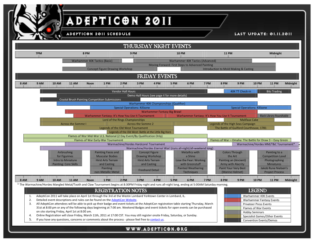 Adepticon 2011 Schedule Last Update: 01.11.2011