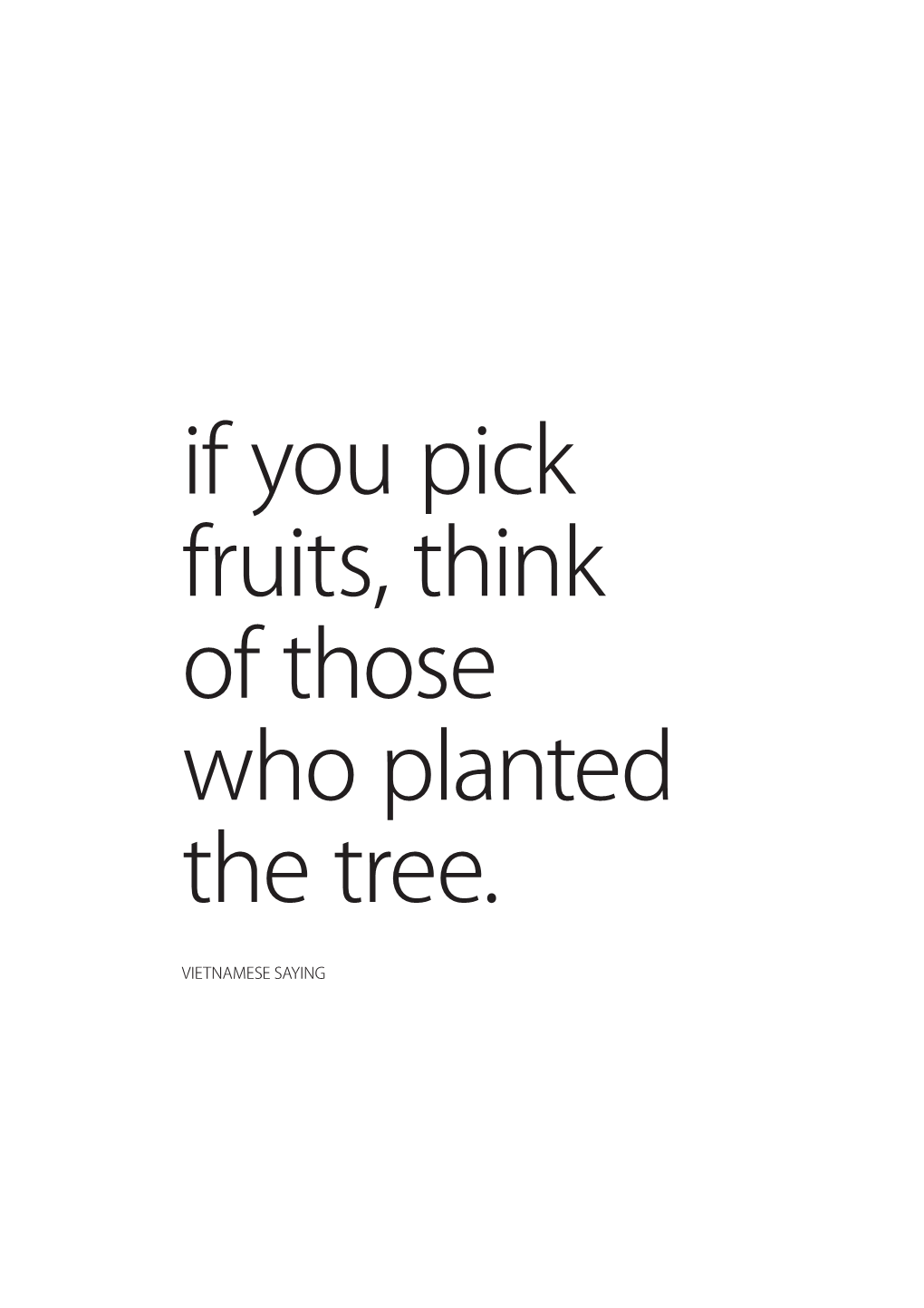 If You Pick Fruits, Think of Those Who Planted the Tree