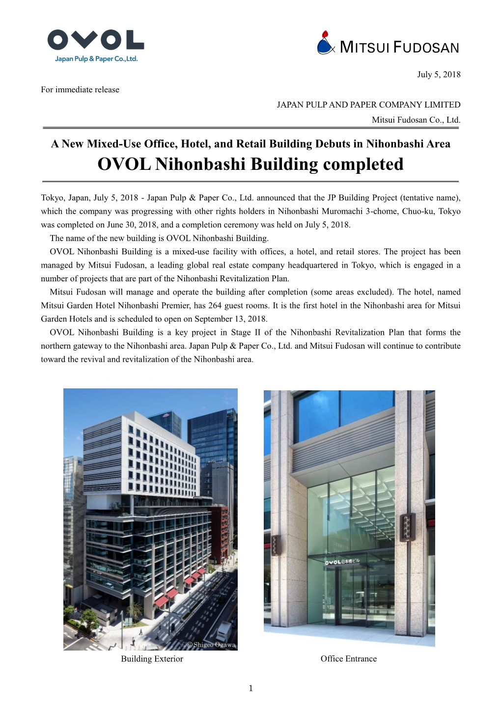 OVOL Nihonbashi Building Completed