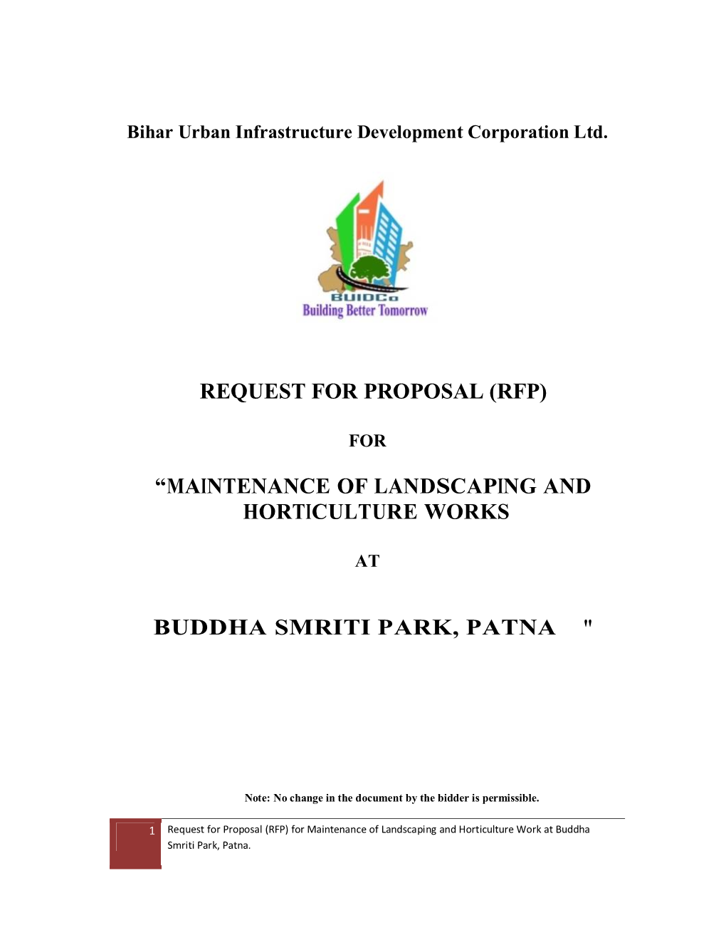 Request for Proposal (Rfp) “Maintenance Of