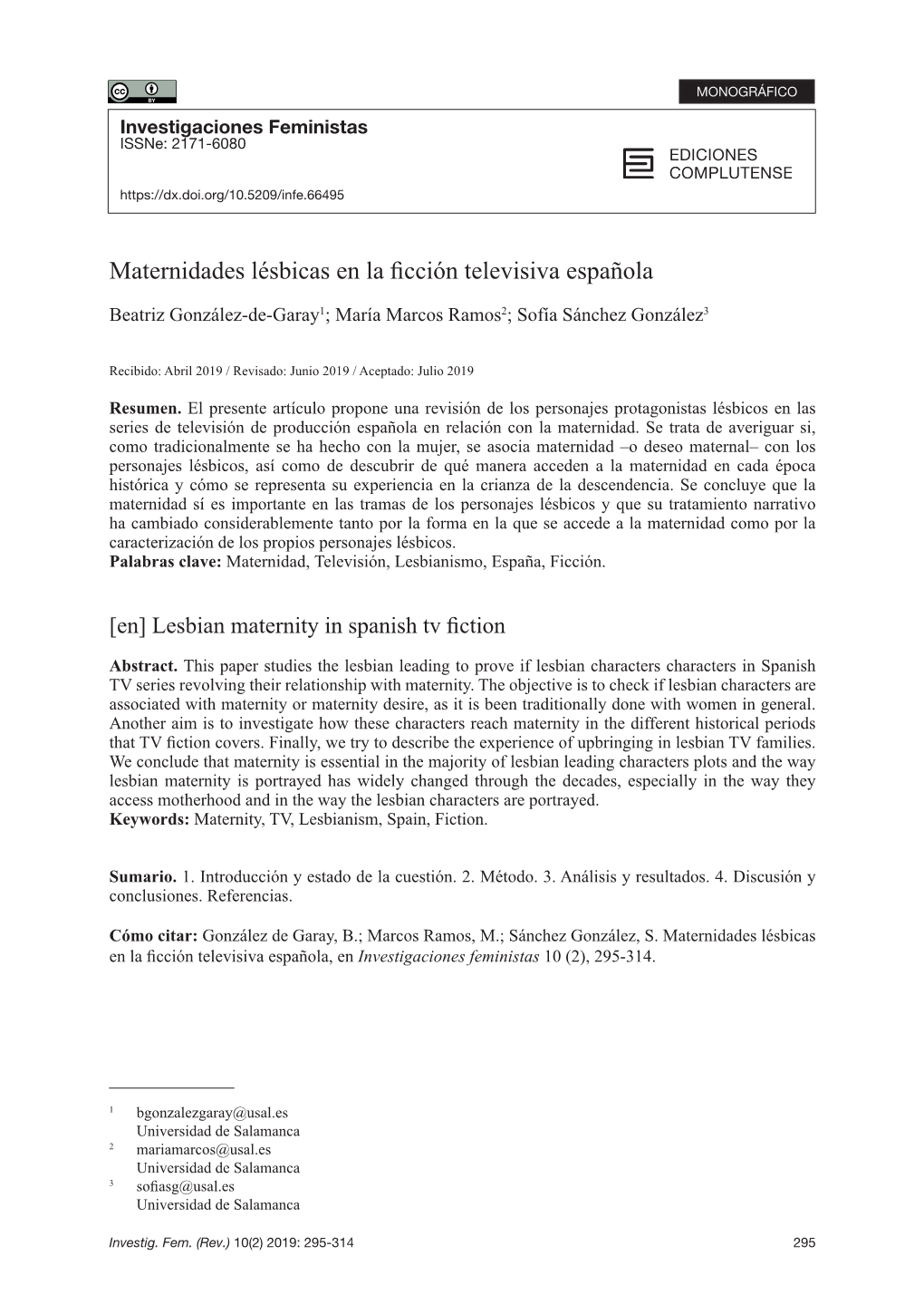 Maternidades Lésbicas En La Ficción Televisiva Española