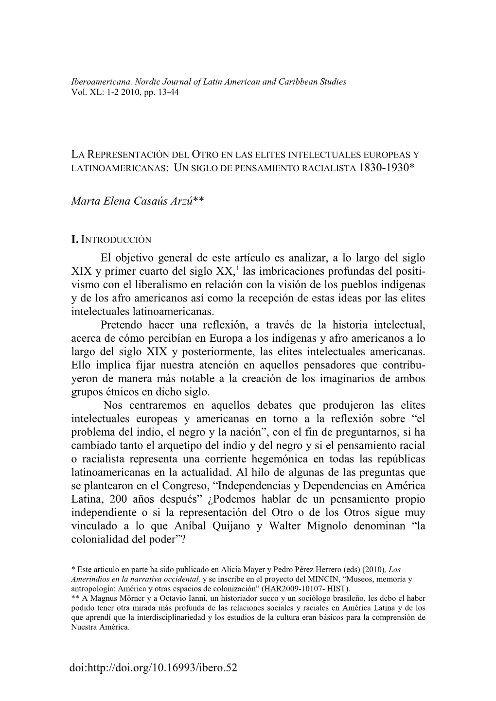 La Representación Del Otro En Las Elites Intelectuales Europeas Y Latinoamericanas: Un Siglo De Pensamiento Racialista 1830-1930*