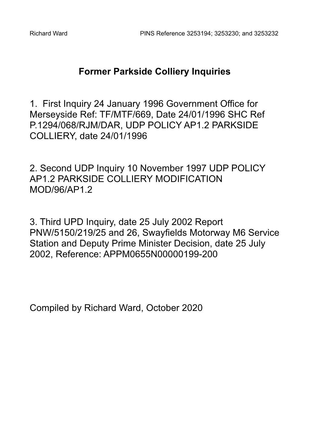 2002 Inquiries