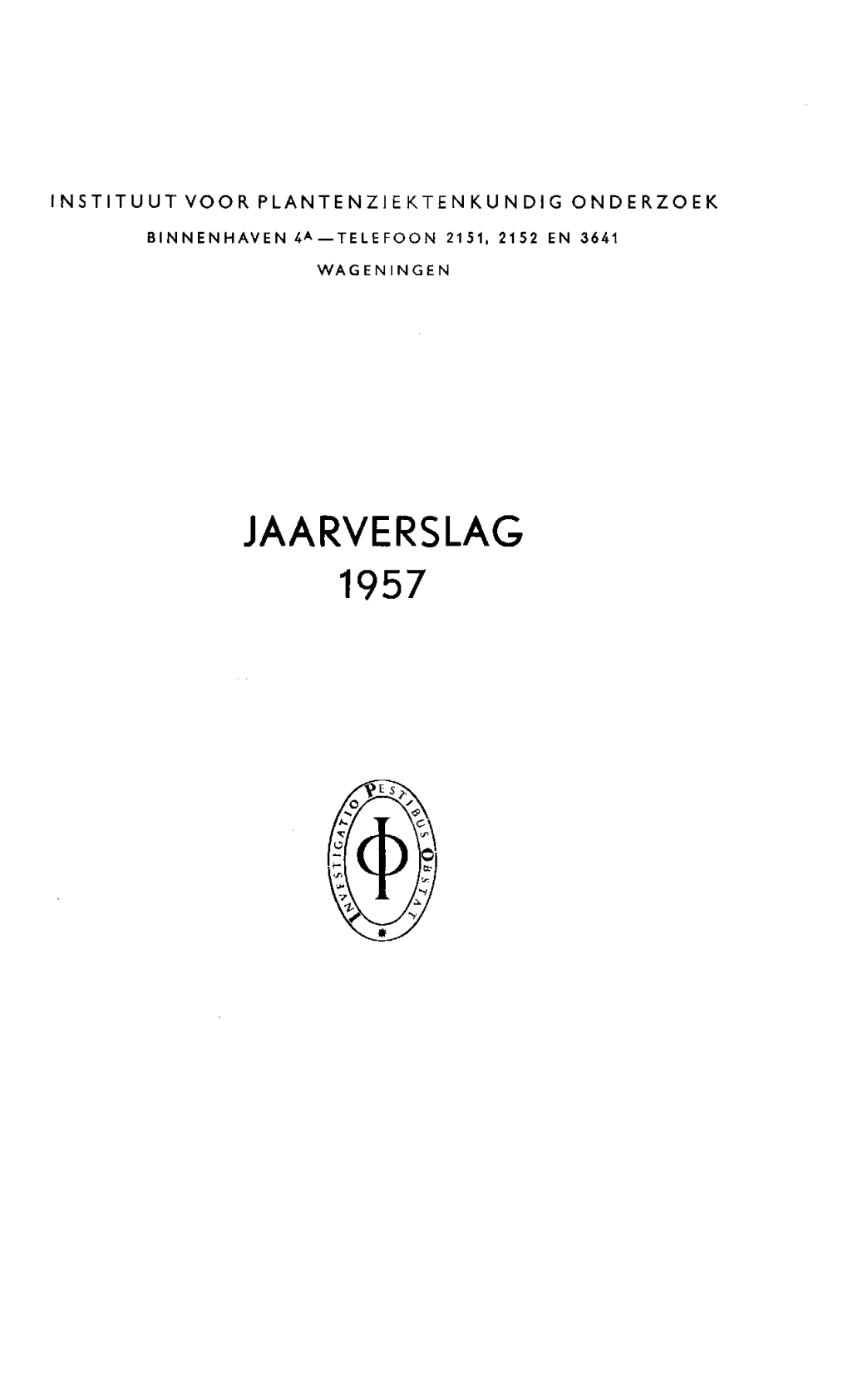 Jaarverslag 1957 Inhoud