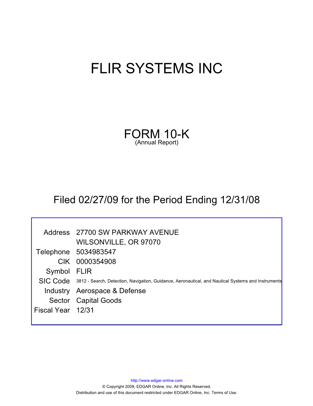 Flir Systems Inc