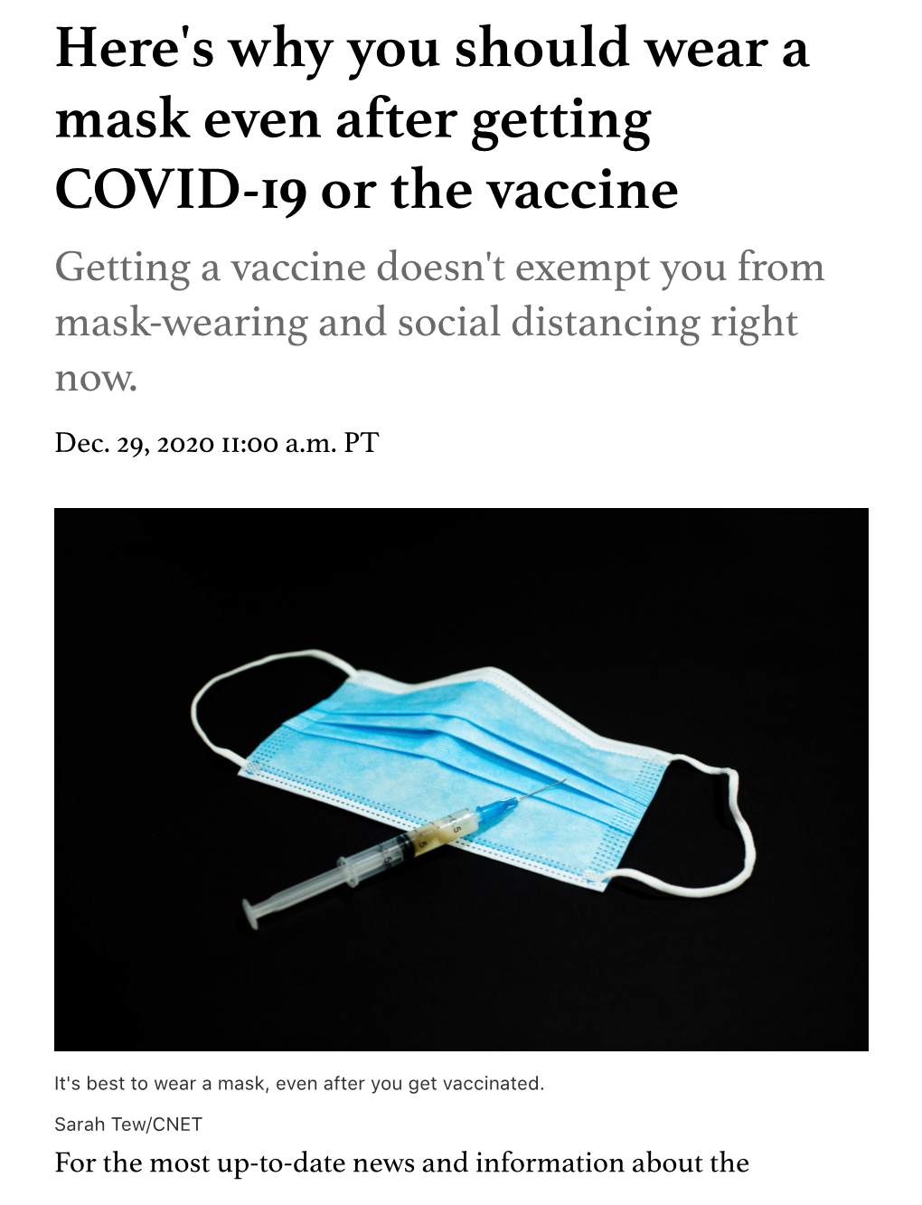 Here's Why You Should Wear a Mask Even After Getting COVID-19 Or the Vaccine Getting a Vaccine Doesn't Exempt You from Mask-Wearing and Social Distancing Right Now
