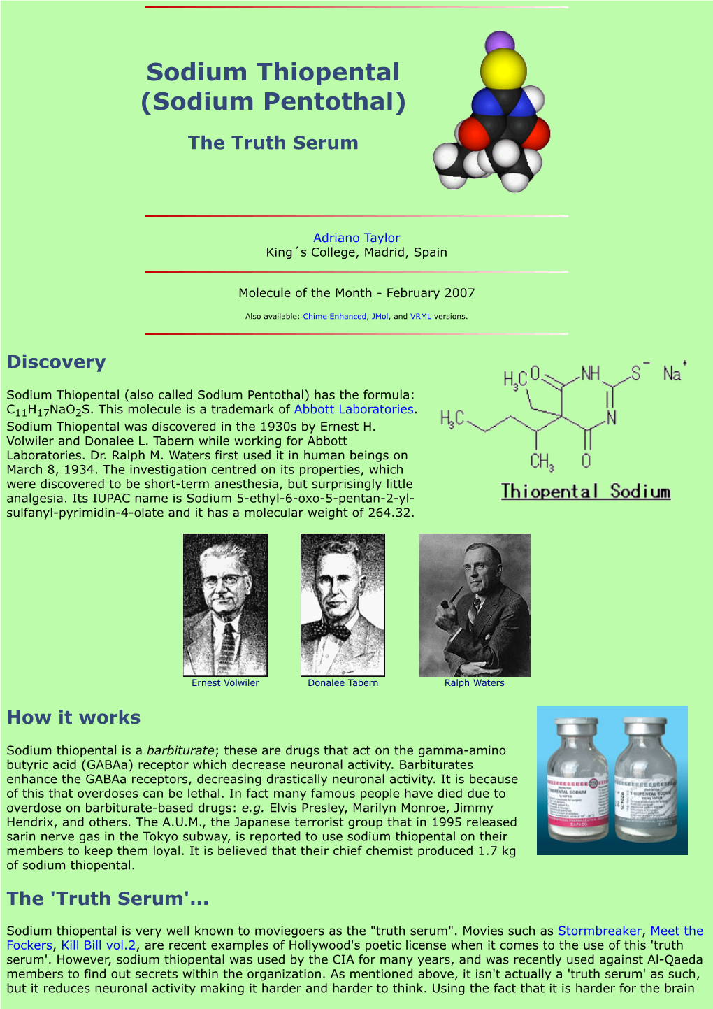 Sodium Thiopental (Sodium Pentothal)