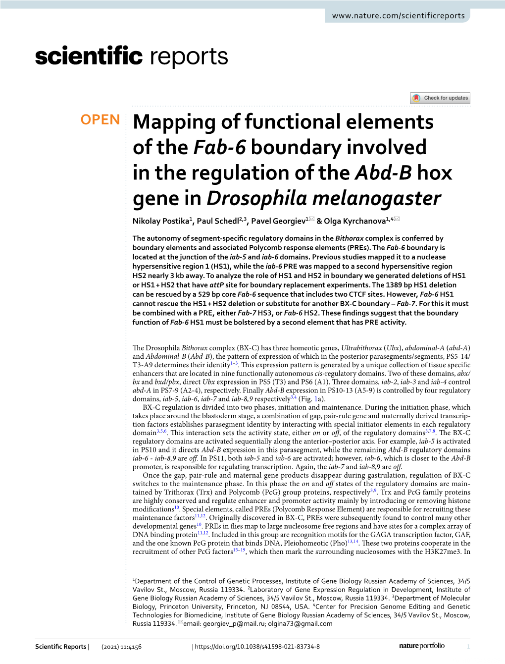 Mapping of Functional Elements of the Fab-6 Boundary Involved