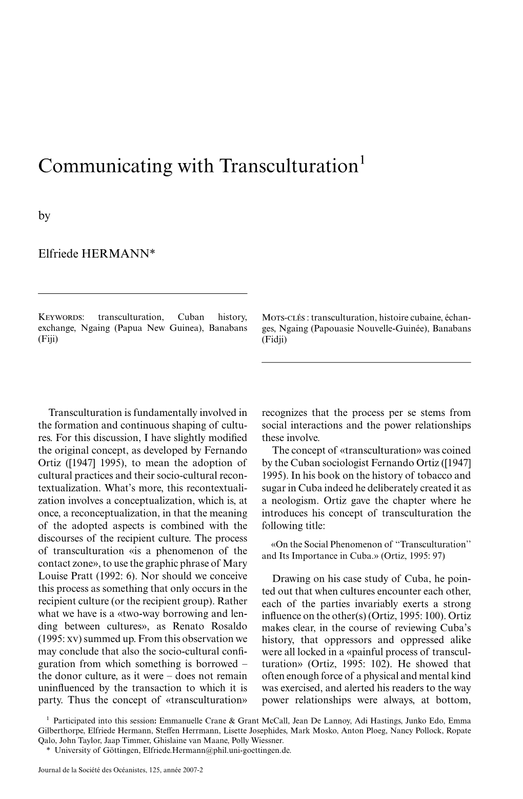 Communicating with Transculturation1 By