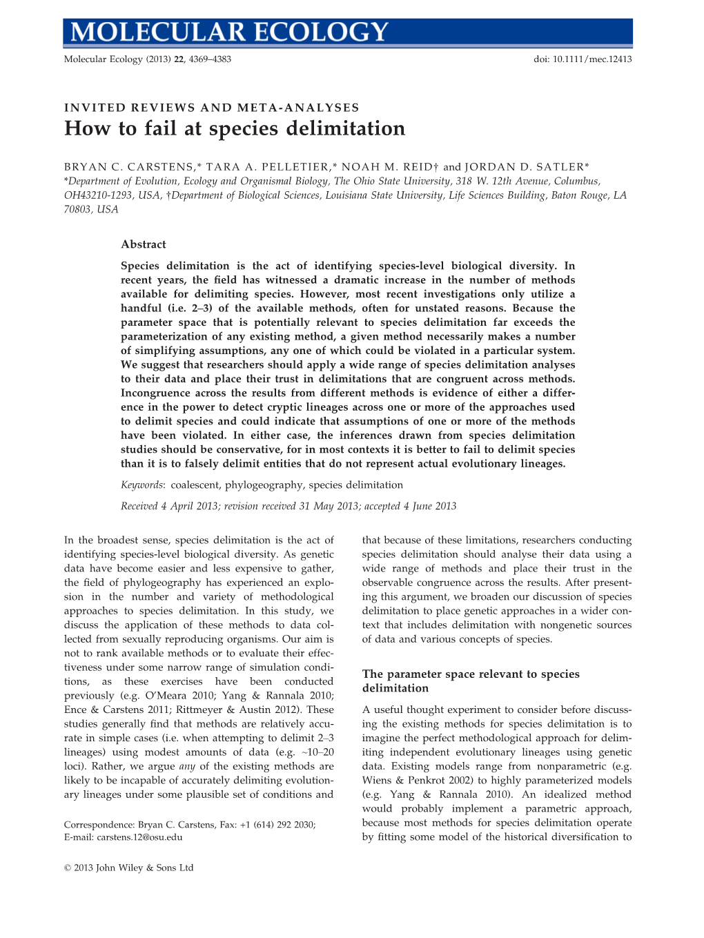 How to Fail at Species Delimitation