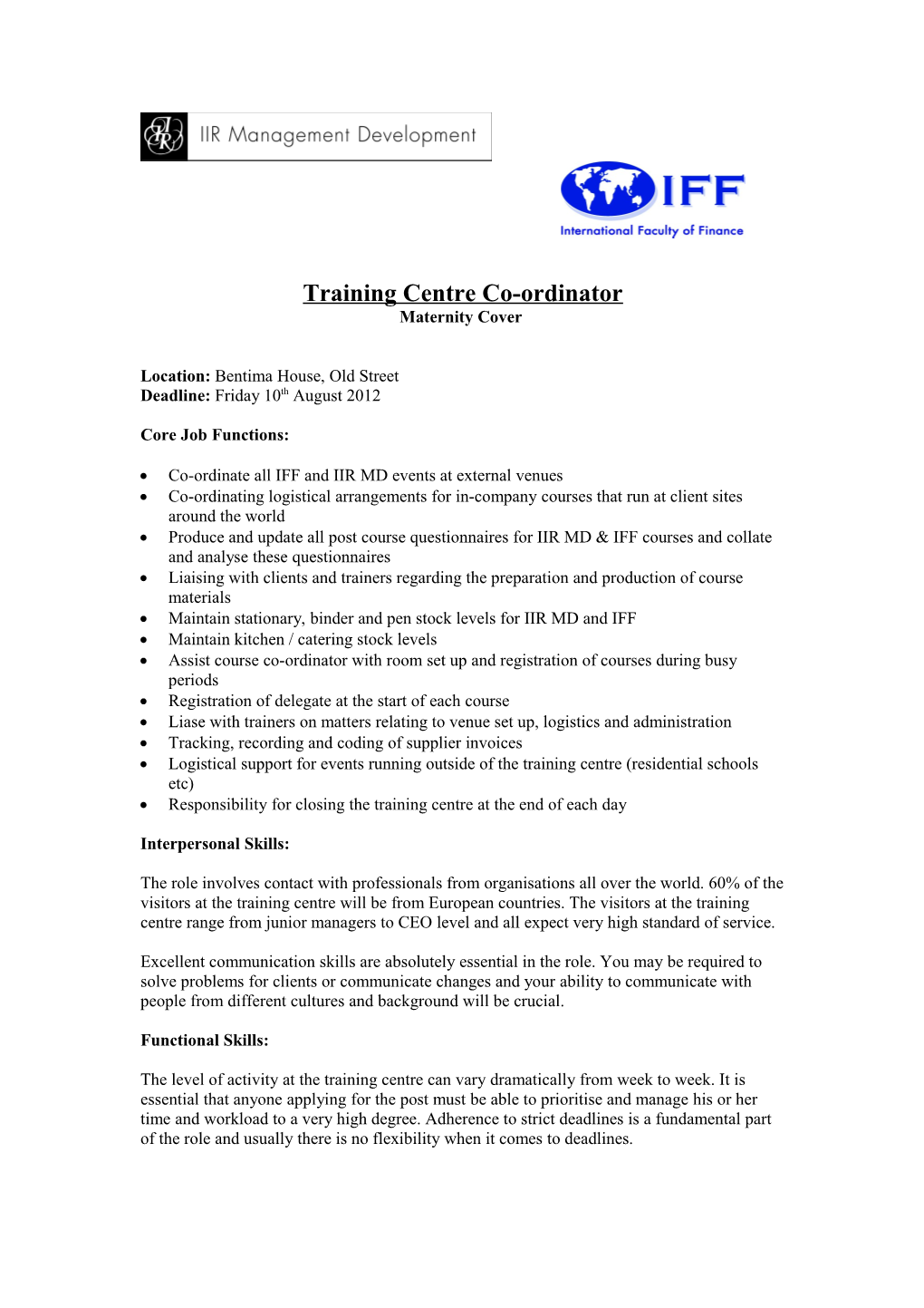 Training Centre Manager