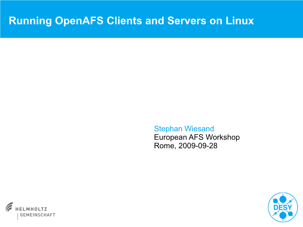 Running Openafs Clients and Servers on Linux