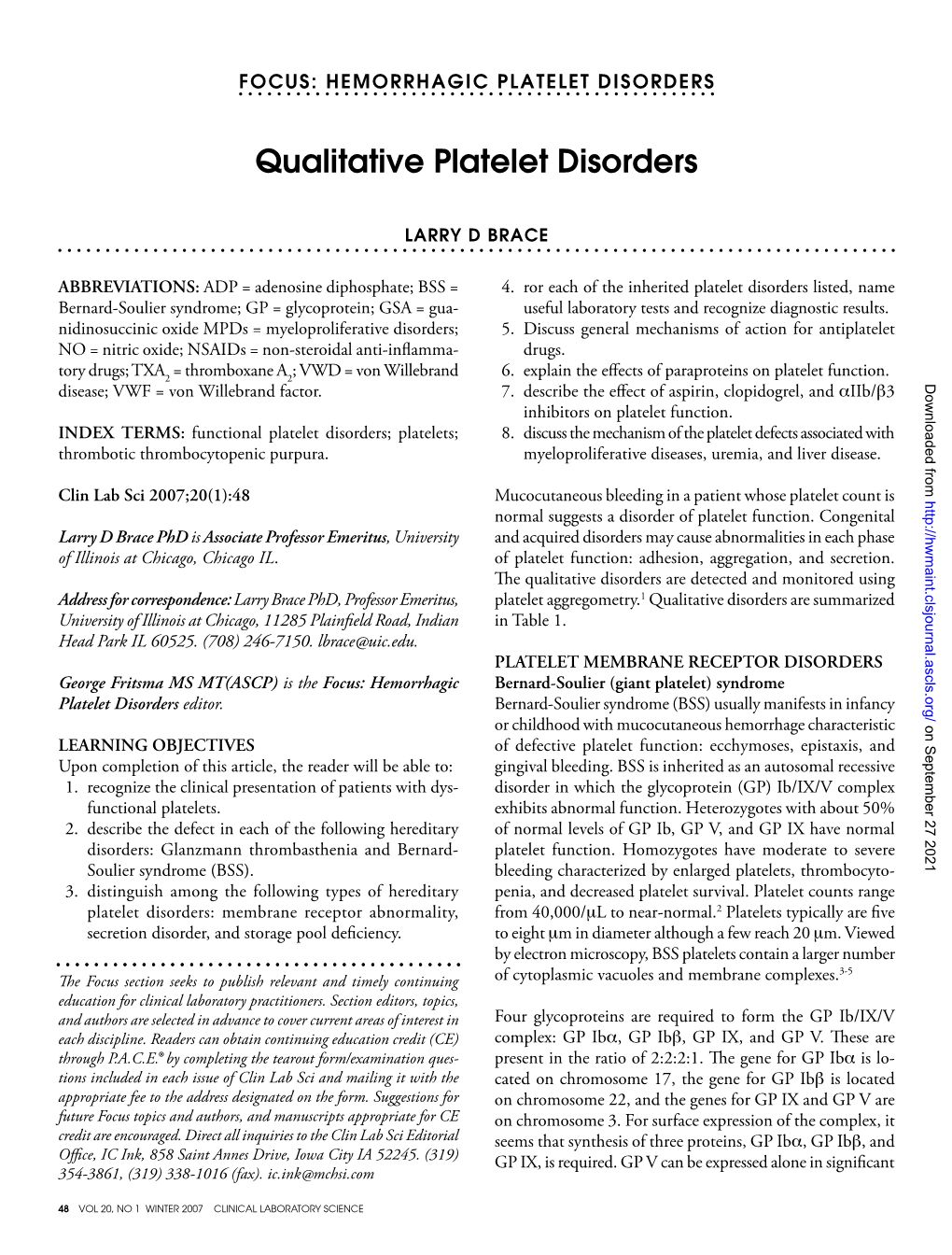Qualitative Platelet Disorders