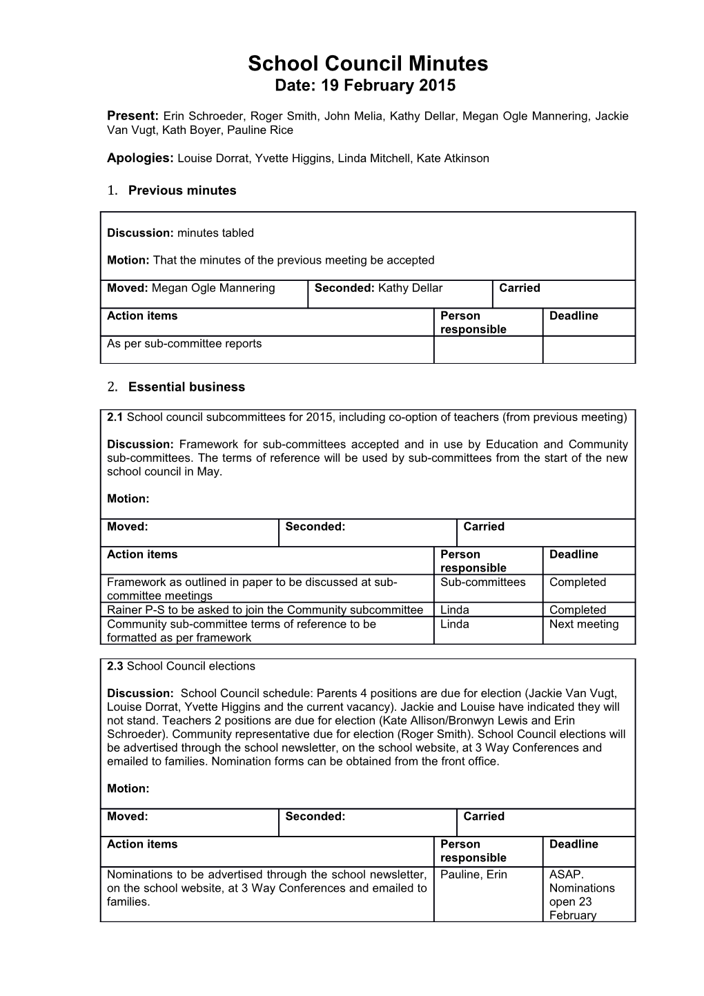 School Council Minutes s1