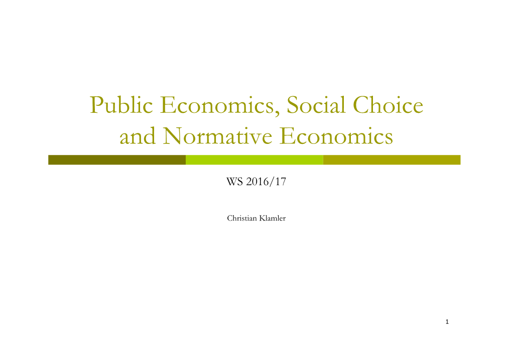 Public Economics, Social Choice and Normative Economics