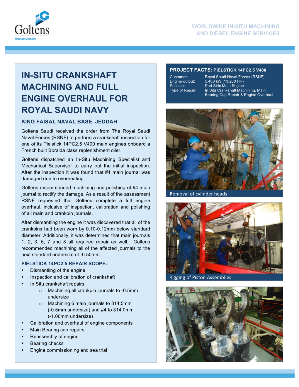 In-Situ Crankshaft Machining and Full Engine Overhaul for Royal