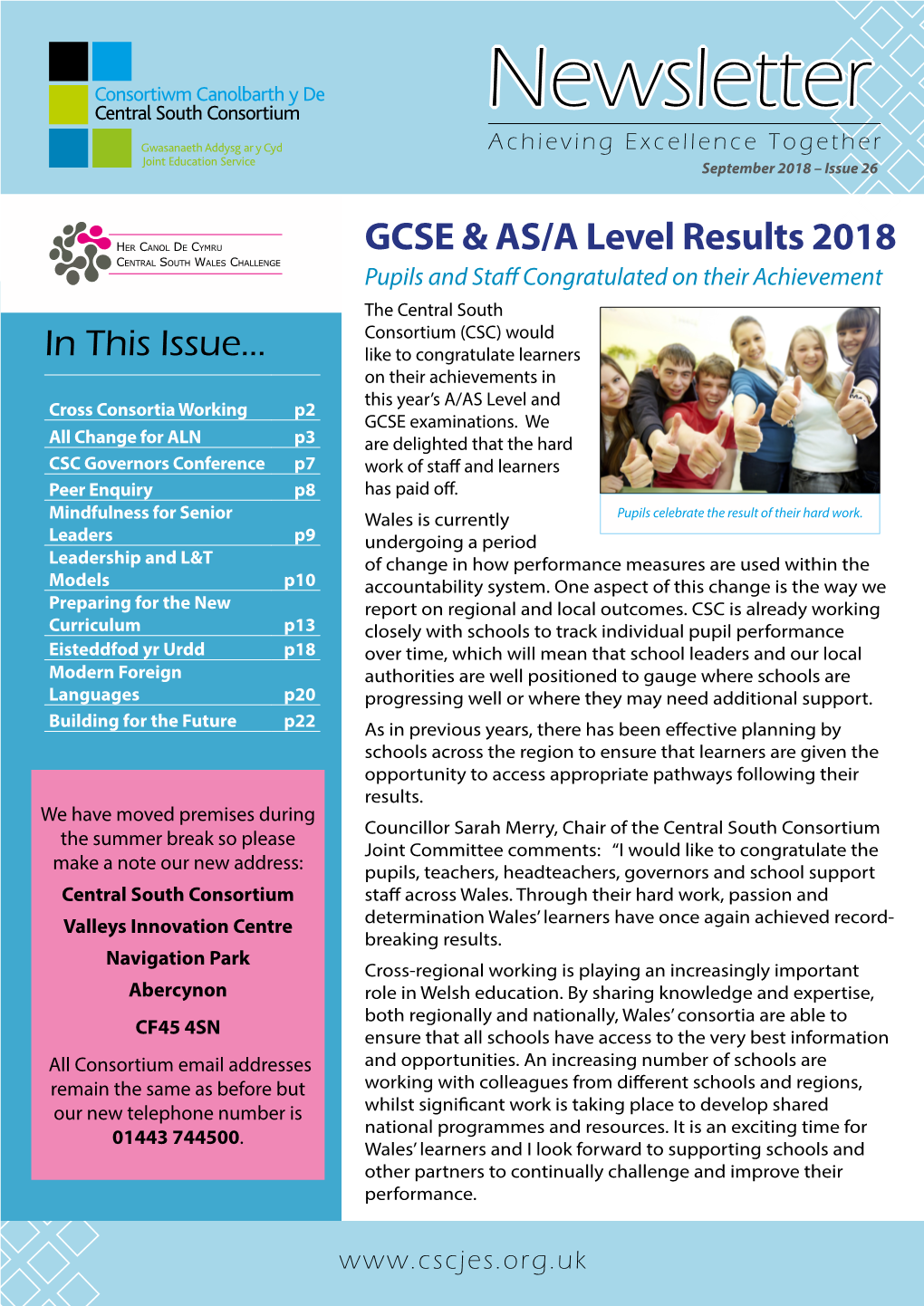 Newsletter Achieving Excellence Together September 2018 – Issue 26