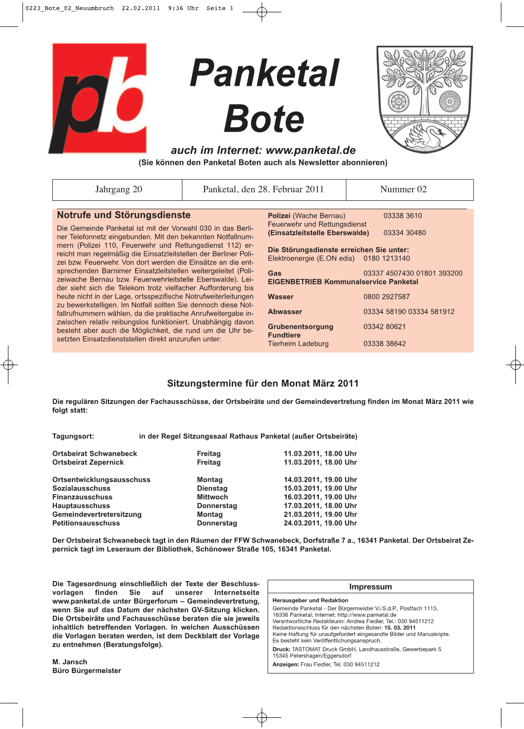 Panketal Bote Auch Im Internet: (Sie Können Den Panketal Boten Auch Als Newsletter Abonnieren)