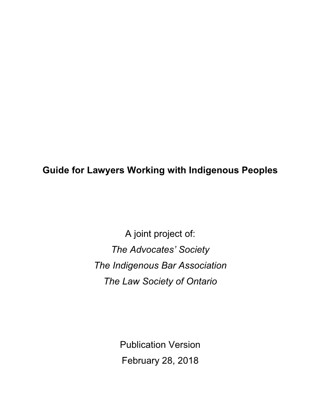 Guide for Lawyers Working with Indigenous Peoples a Joint Project
