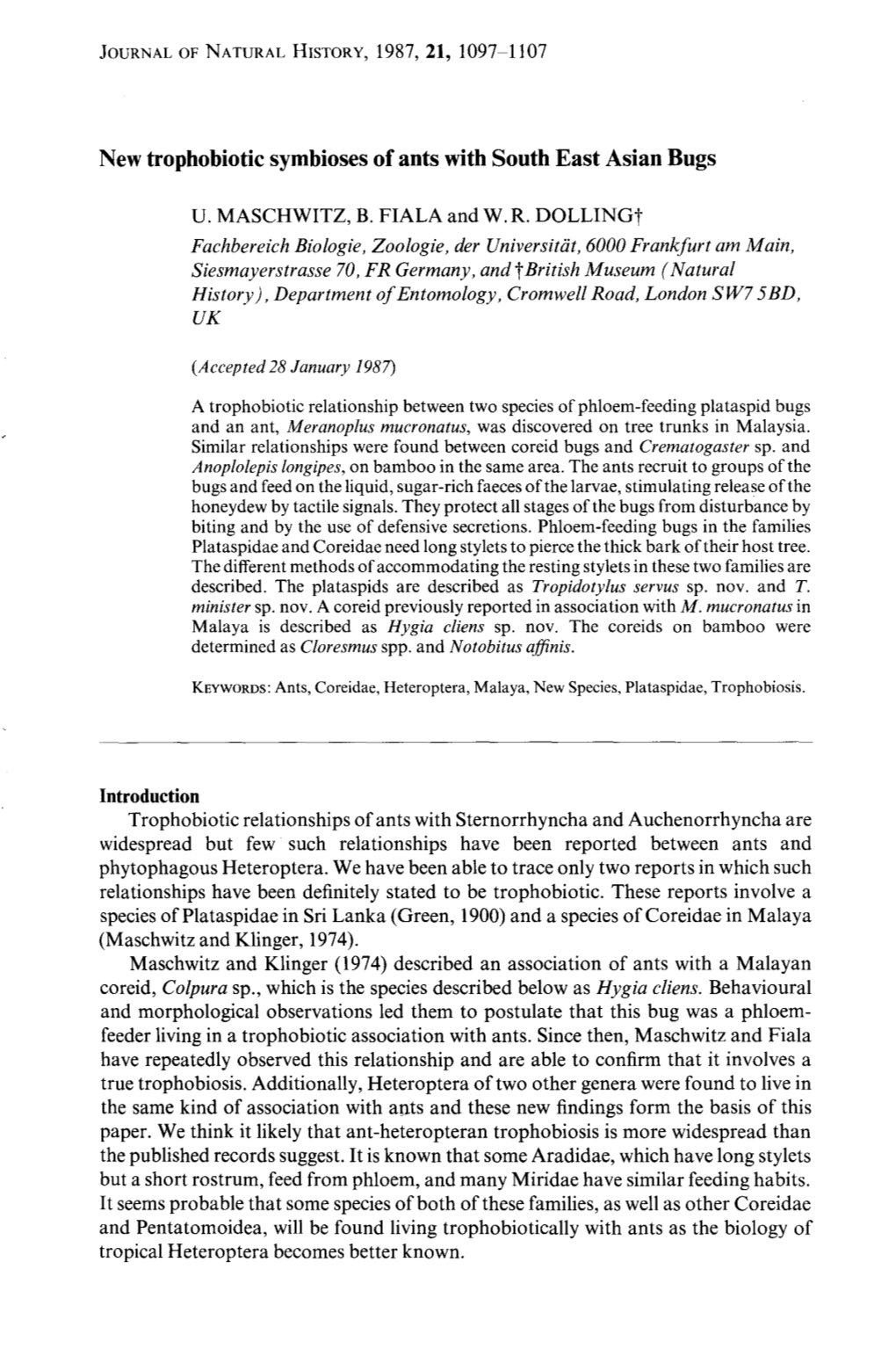 New Trophobiotic Symbioses of Ants with South East Asian Bugs