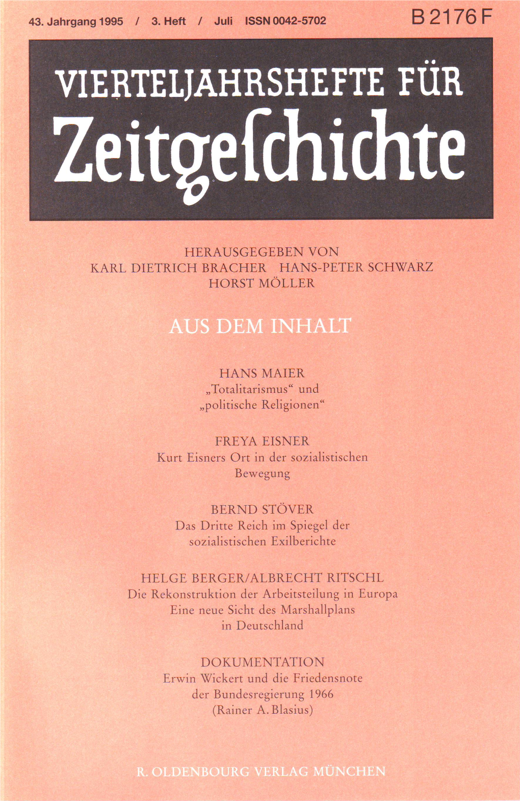 Vierteljahrshefte Für Zeitgeschichte Jahrgang 43(1995) Heft 3