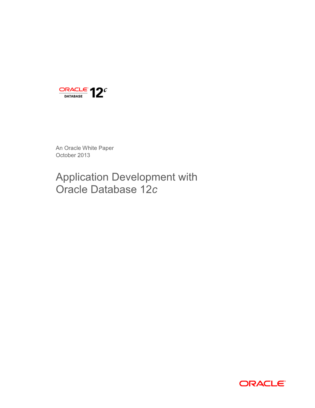 Application Development with Oracle Database 12C