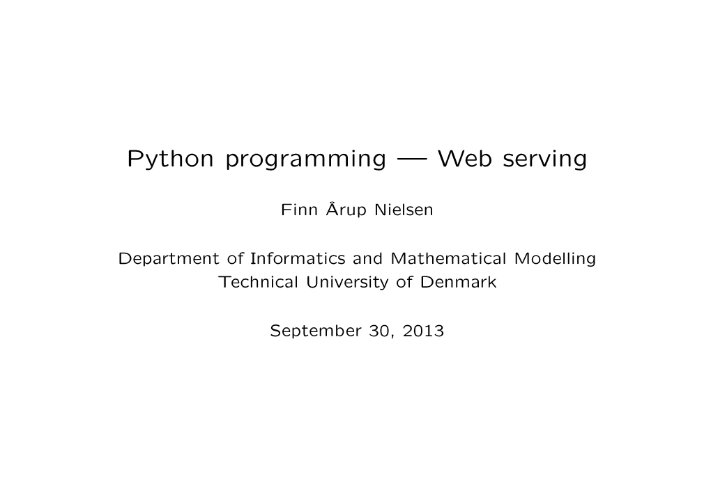 Python Programming — Web Serving