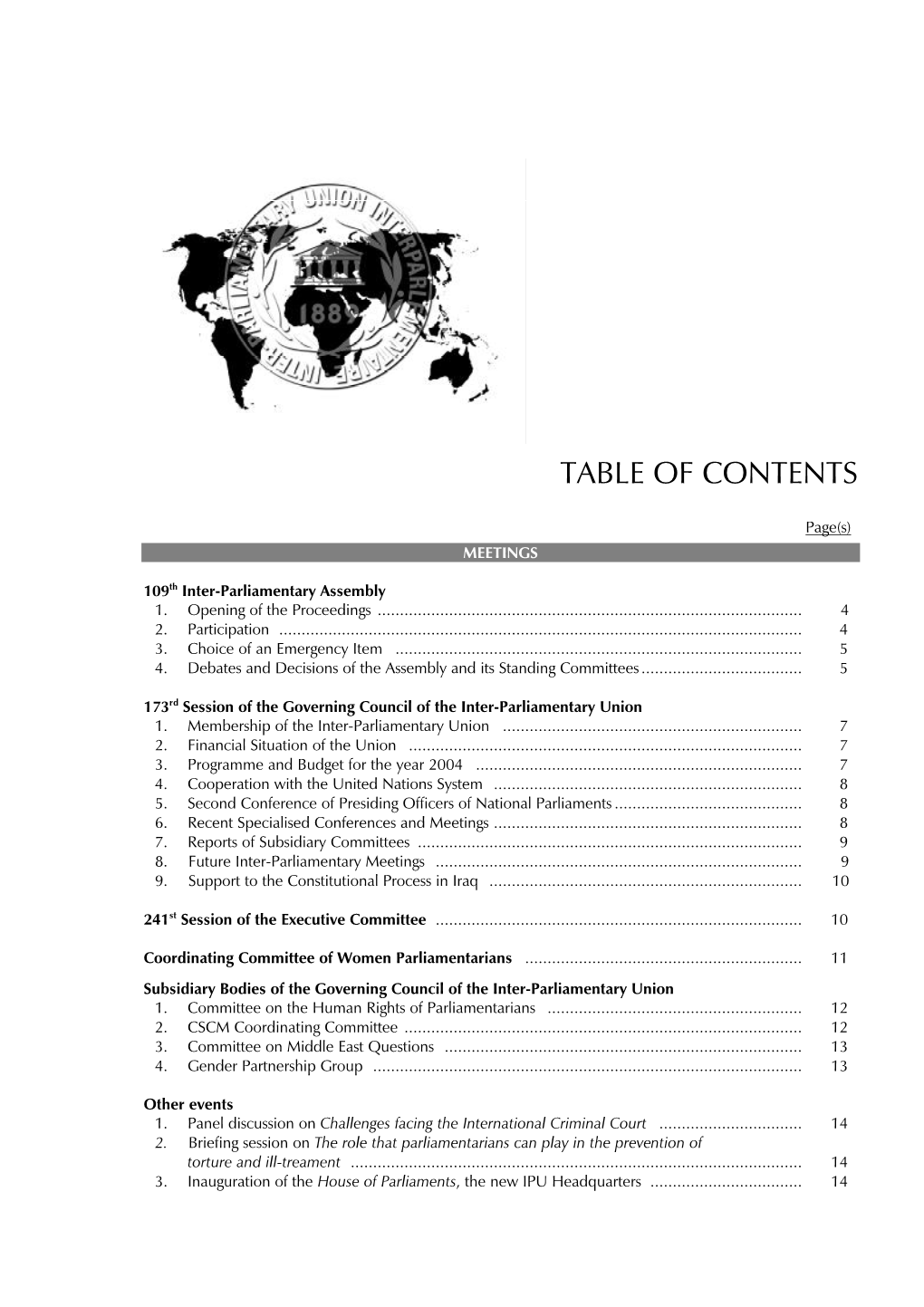 Table of Contents