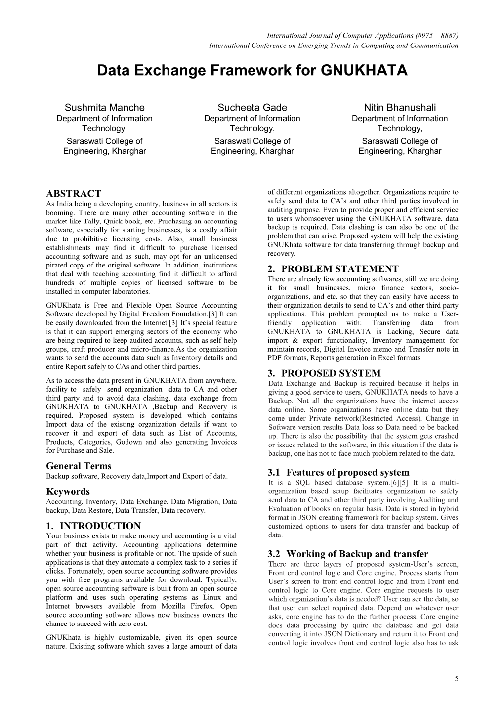 Data Exchange Framework for GNUKHATA