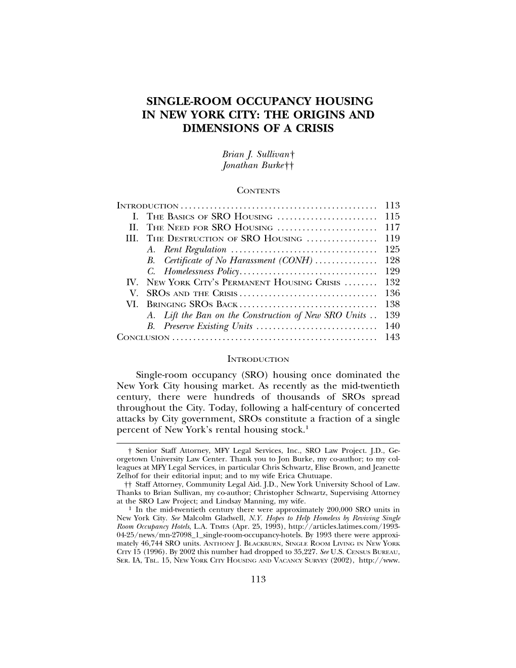 Single-Room Occupancy Housing in New York City: the Origins and Dimensions of a Crisis