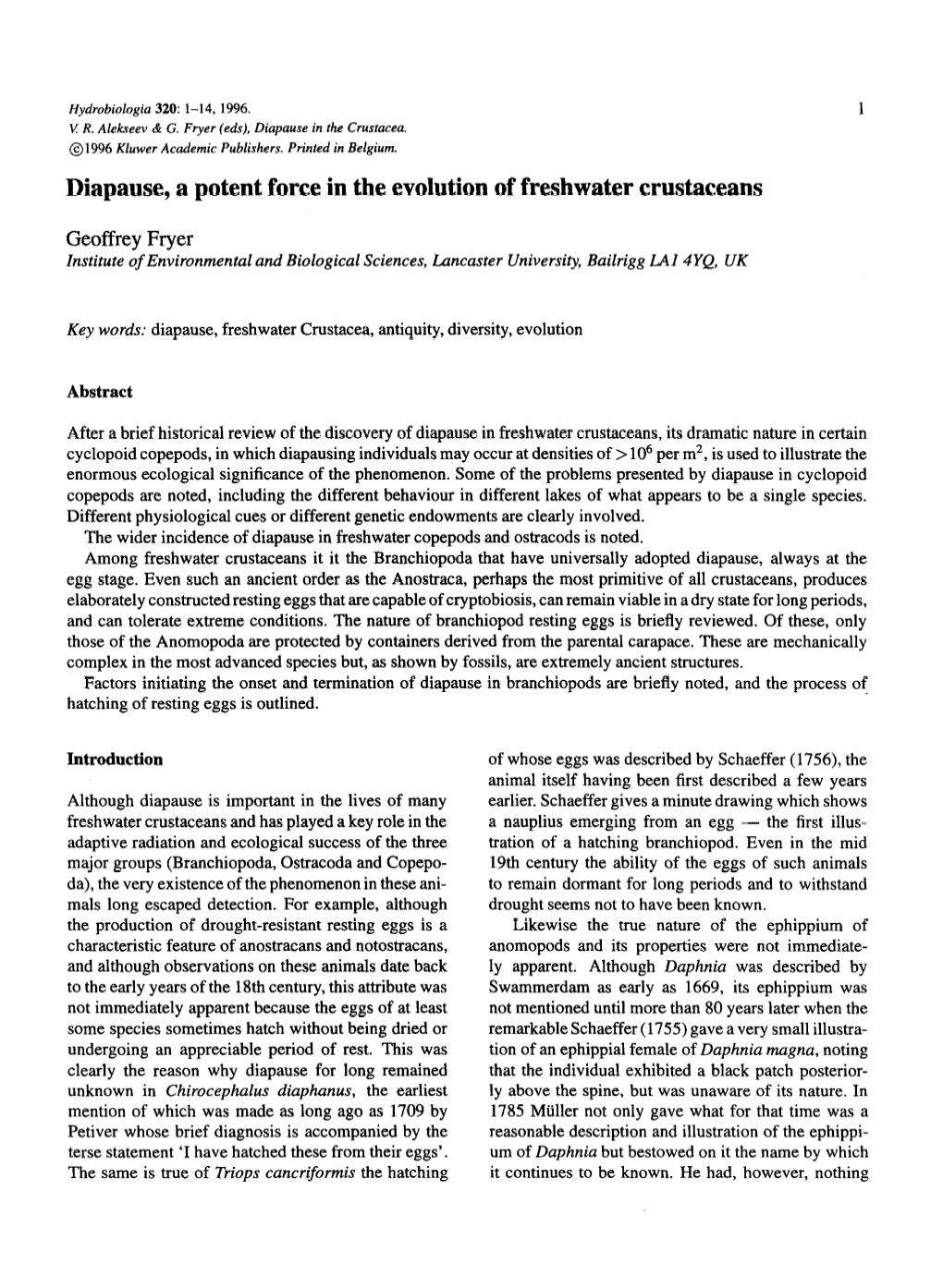 Diapause, a Potent Force in the Evolution of Freshwater Crustaceans