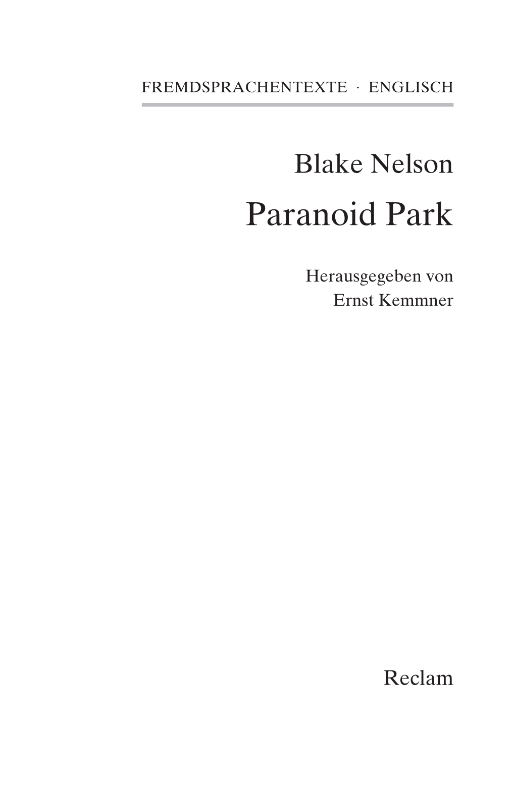 Blake Nelson Paranoid Park