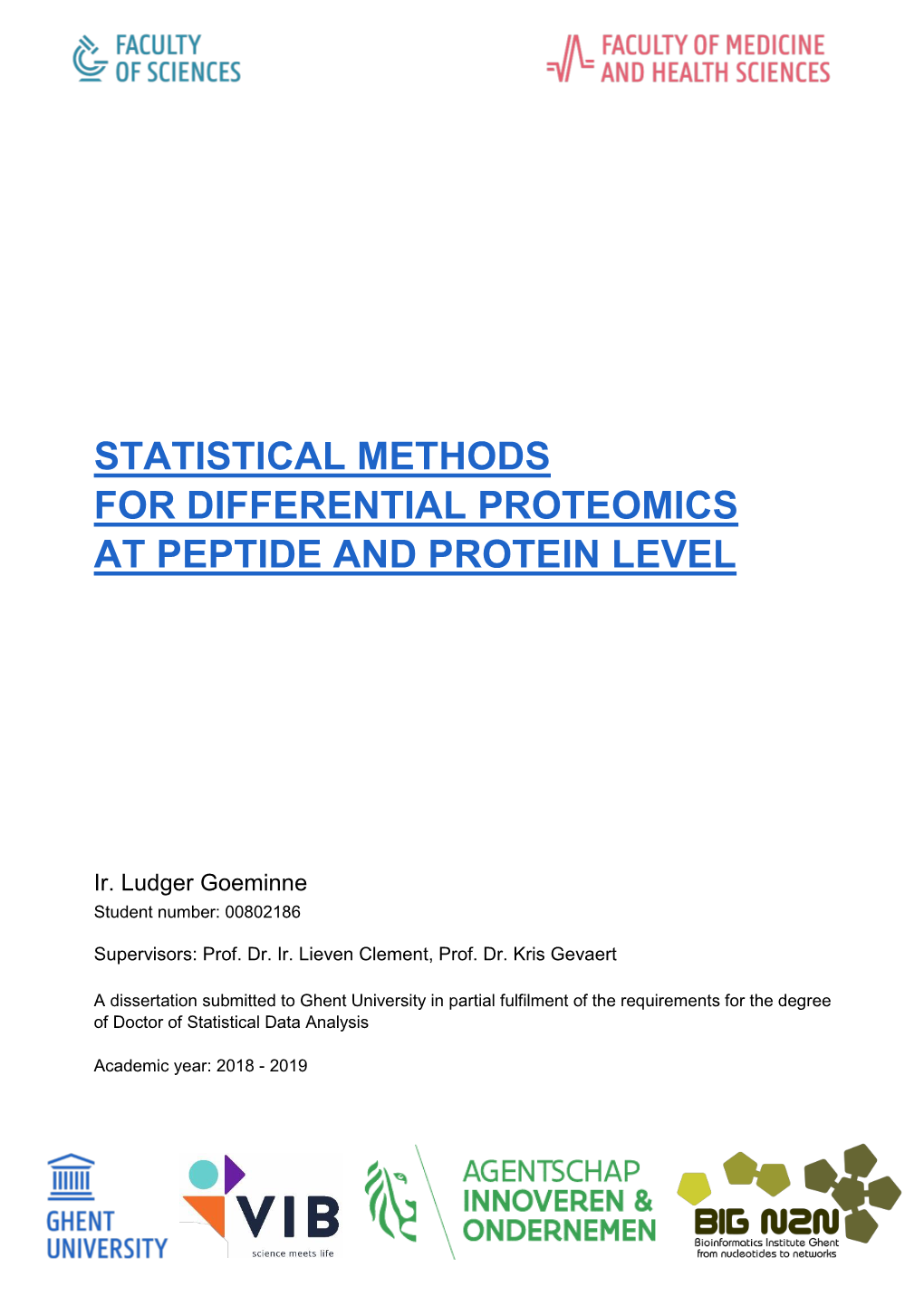 Statistical Methods for Differential Proteomics at Peptide and Protein Level