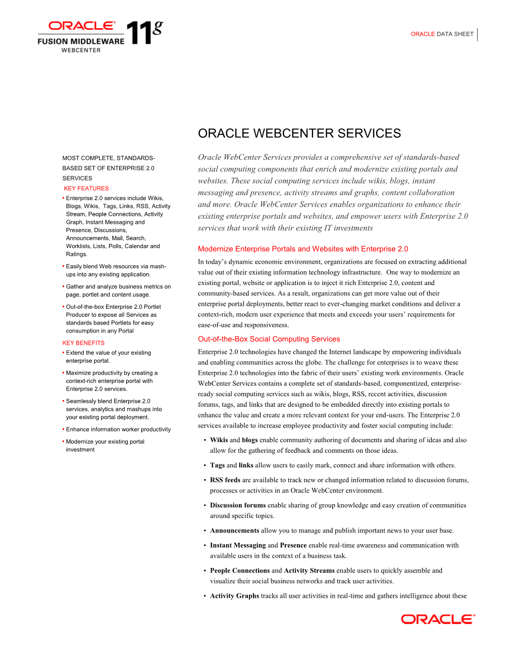 Oracle Webcenter Services