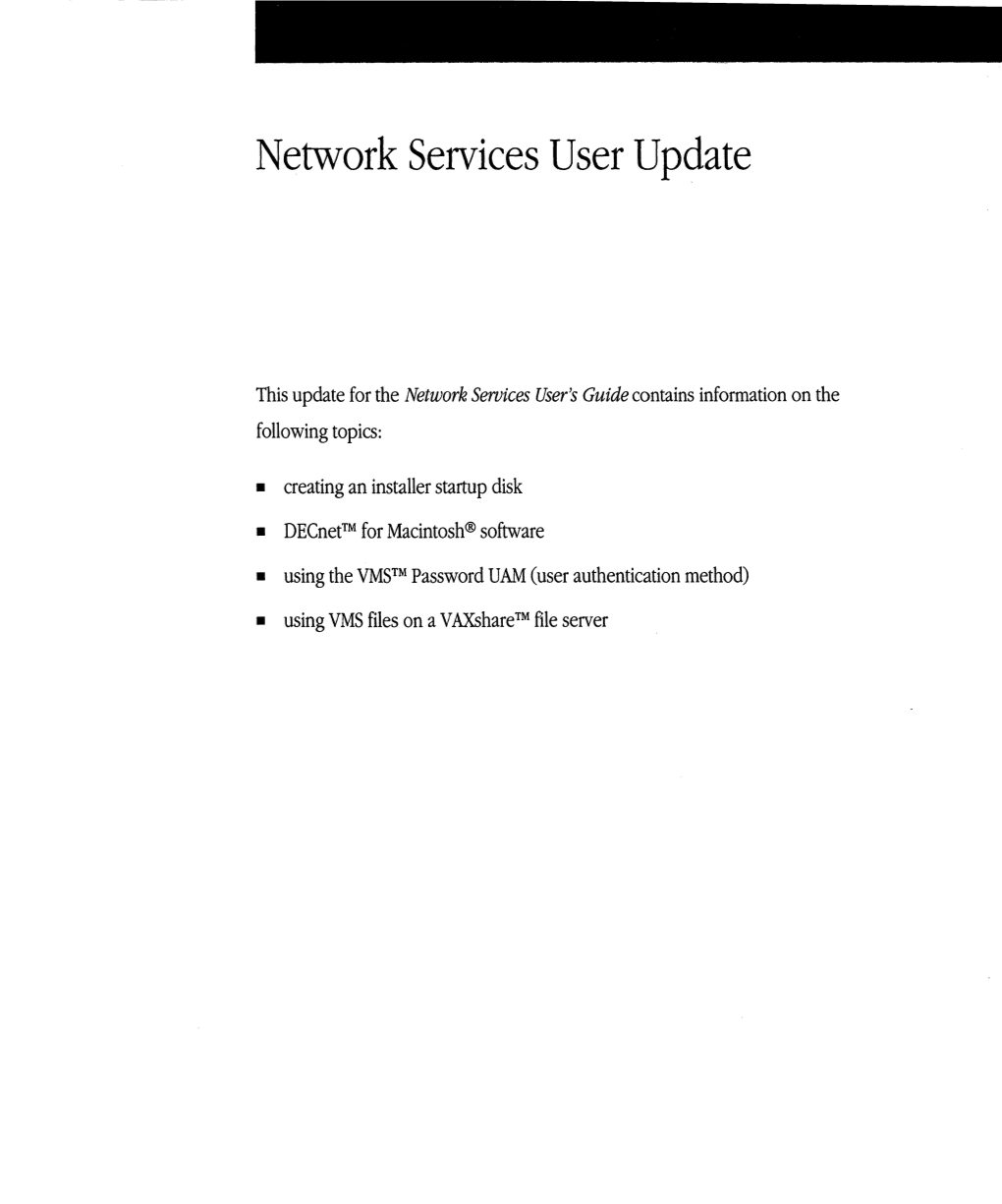 Network Services User Update